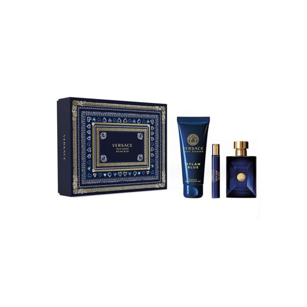 Gift Set of Dylan Blue Men EDT Spray (100ml), Perfumed Bath & Shower Gel (150ml), EDT travel Spray (10ml) by Versace