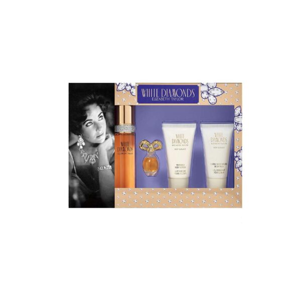 Gift Set of White Diamonds EDT Spray (50ml), EDP Spray (3.7ml), Body Lotion (50ml) and Body Wash (50ml) by Elizabeth Taylor