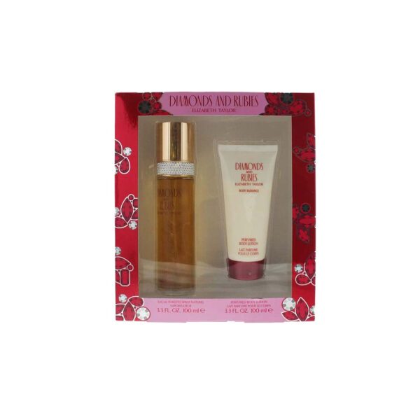 Gift Set of Diamonds and Rubies Women EDT Spray (100ml) and Body Lotion (100ml) by Elizabeth Taylor