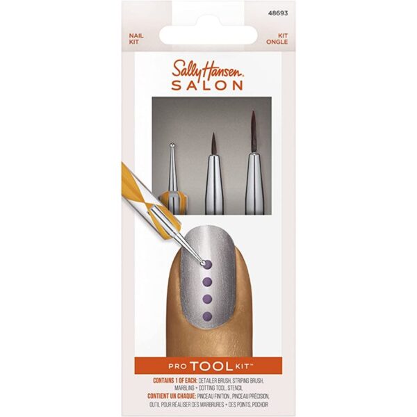 Nail Salon Pro Tool Kit by Sally Hansen 0.32 Oz | Nail Art Tools, Nail Dotting Tool, Detailer Brush, Stripping Brush, Marbling and Dotting Tool