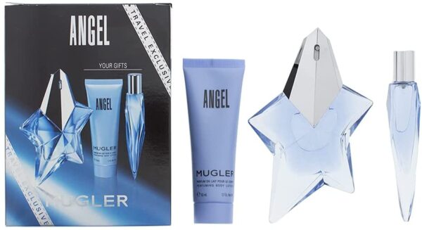Gift Set of Angel Refillable EDP Spray (50ml) EDP Spray (10ml) Body Lotion (50ml) by Thierry Mugler