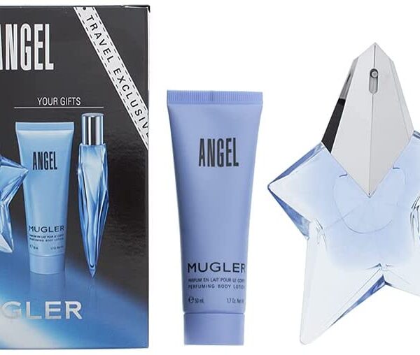 Gift Set of Angel Refillable EDP Spray (50ml) EDP Spray (10ml) Body Lotion (50ml) by Thierry Mugler