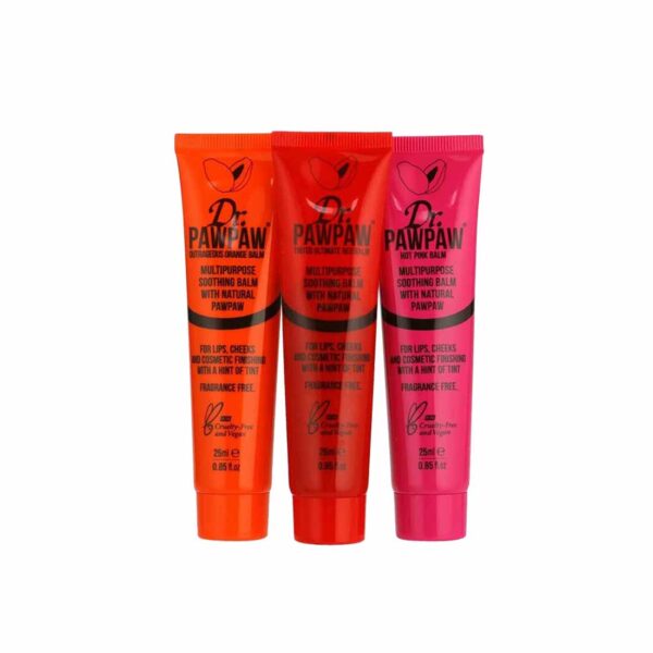 Gift Set of Ultimate Red Balm (25ml), Jot Pink Balm (25ml) and Outragrous Orange Balm (25ml) by Dr. Pawpaw Bolds Balm