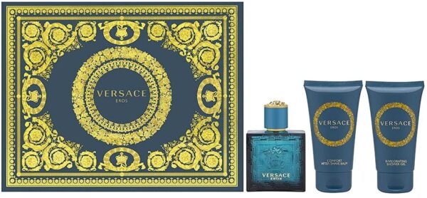 Gift Pack of Eros Spray, Shower Gel & Aftershave Balm by Versace (50ml each)