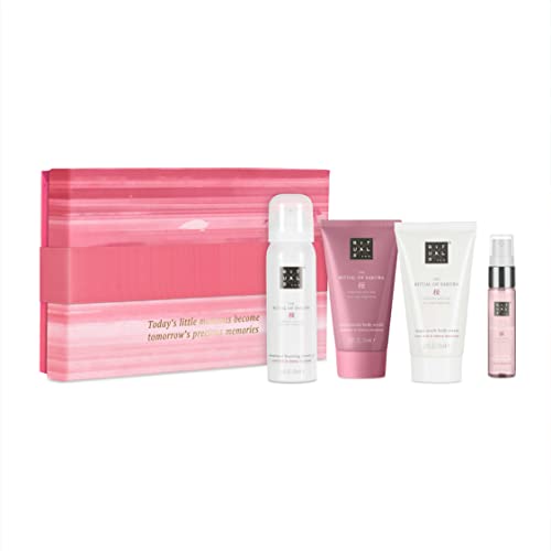 Gift Set for Women Mother's Day Gift Shower Foam Body Cream Hair & Body Mist & Body Scrub with Rice Milk & Cherry Blossom by RITUALS - Small