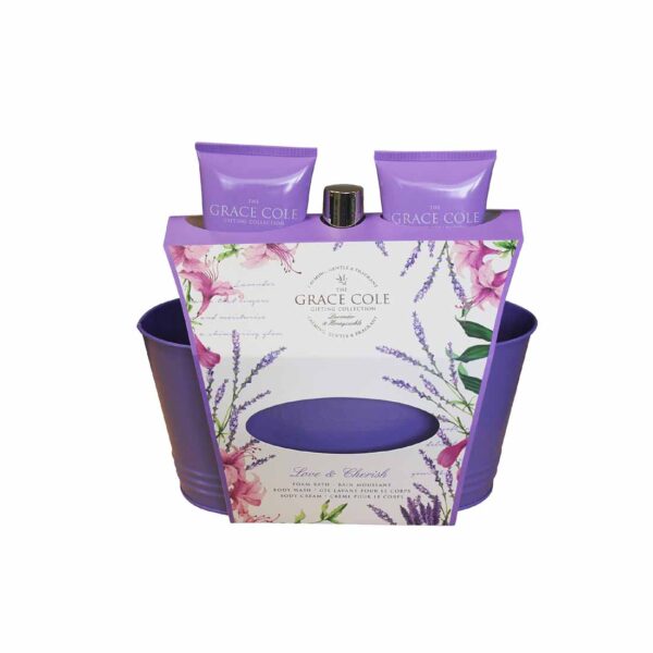 Gifts Set of Lavender & Honeysuckle Body Wash, Body Cream 2x200ml, Honeysuckle Foam Bath 1 x 250ml and Lavender & Honeysuckle Tub by Grace Cole