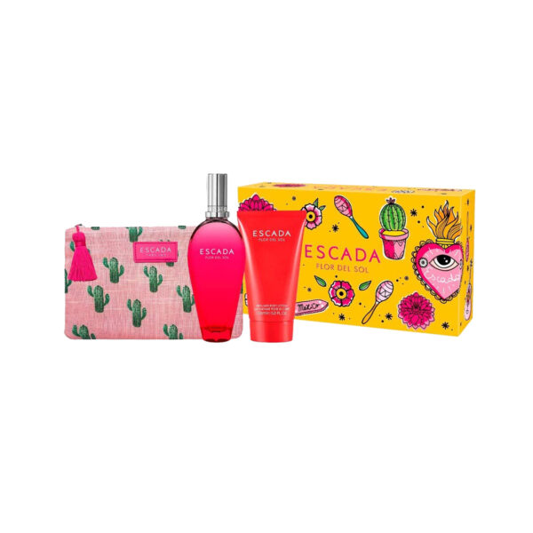 Gifts Set of Flor De Sol EDT Spray (100ml) and Body Lotion (150ml) and Clutch Bag by Escada