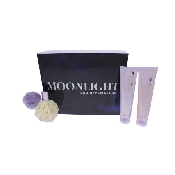 Gift Set of Moonlight Women 3 PC 3.4 OZ EDP Spray 3.4oz Body Cream 3.4OZ Bath and Shower Gel by Ariana Grande