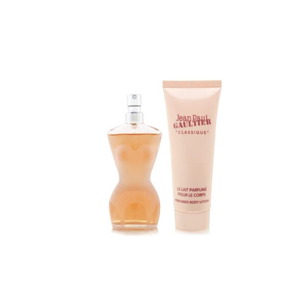 Gift Set of Classique 50ml EDT Spray and Body Lotion (75ml) by Jean Paul Gaultier
