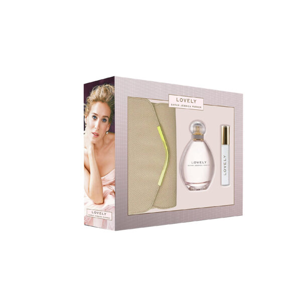 Gifts Set of Lovely EDP Spray (100ml), Rollerball (10ml) and Gold Clutch Bag by Sarah Jessica Parker